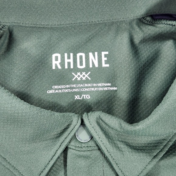 Rhone Commuter Polo Shirt Mens XL‎ Green Navy Raglan Performance Golf Stretch - Picture 3 of 12